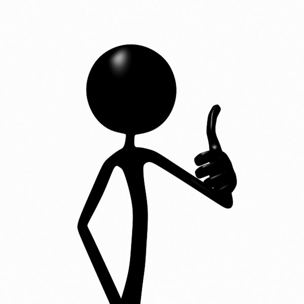 Black stick figure giving a thumbs-up gesture against white background.