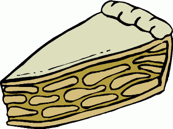 A cartoon-style slice of pie with a fluted crust and layered filling, likely pecan or fruit.