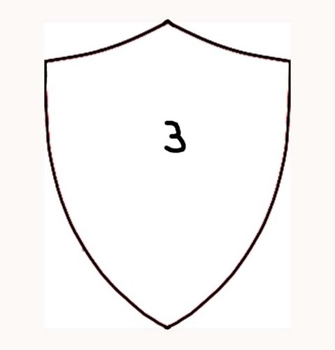 Shield Icon with Number 3 - Minimalist Design for UI or Educational Use