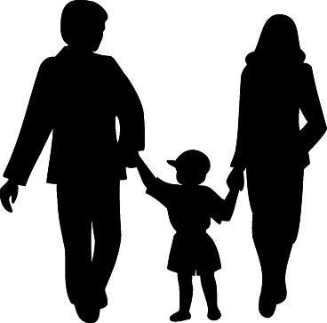 Family Unity and Togetherness - Walking Together Silhouette Image