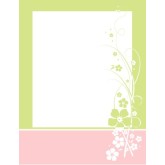 Pastel green and pink floral border frame with white center space for text or photo.