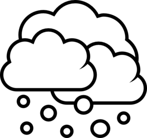 White cloud icon with snowflakes falling against a black background, representing snowy weather conditions.
