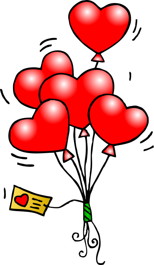 Red Heart Balloons - Romantic Valentine’s Day Clipart