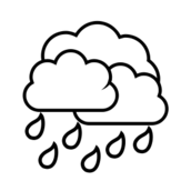 White cloud icon on black background, representing weather, cloud computing, or data storage.