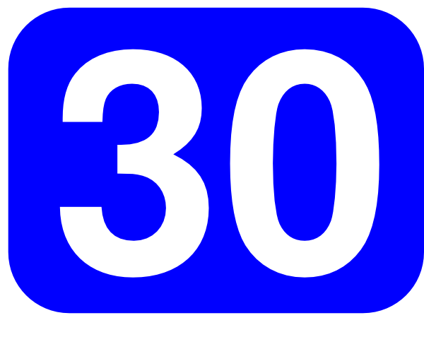 Number 30 Icon - High-Contrast Blue and White Graphic for UI or Signage