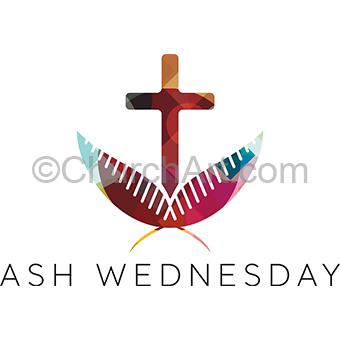 Ash Wednesday Symbolism - Dove, Cross, and Flame Design