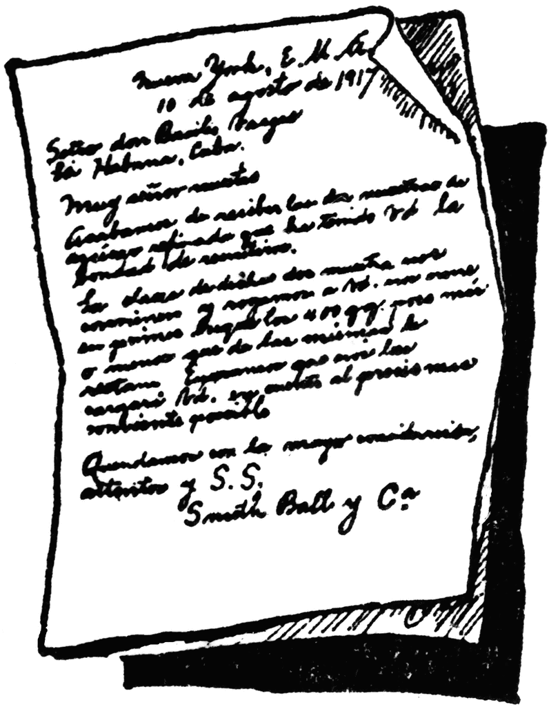 Handwritten 1917 letter from Smith Ball & Co. to Soto don Basilio, Havana, Cuba, discussing textile shipments and pricing.