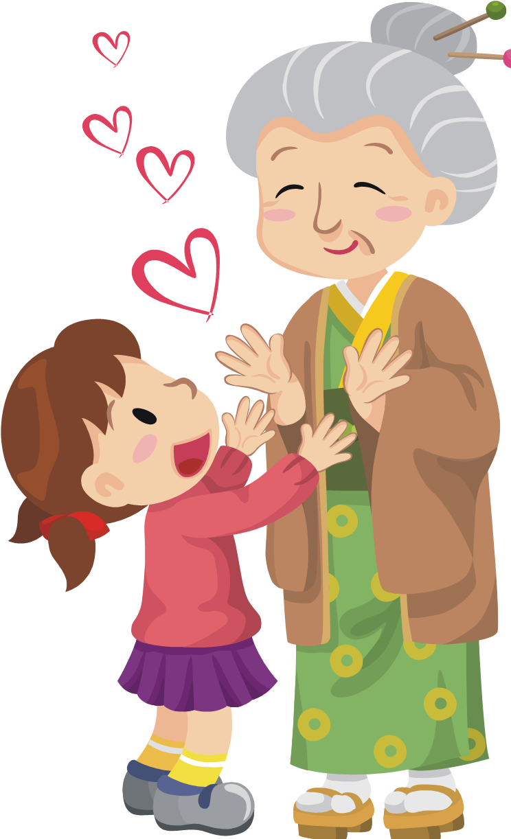 Heartwarming Grandmother and Granddaughter Bonding Illustration
