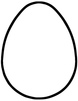 A clean white egg shape on a solid black background, minimalist and high-contrast.