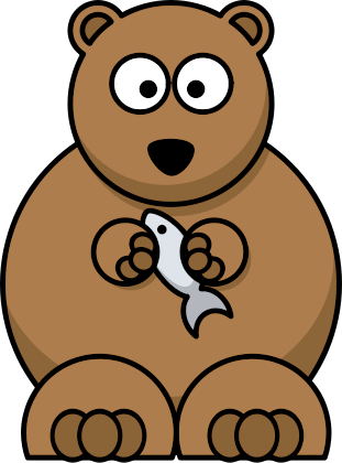Friendly Bear Holding Fish - Free Clipart Image for Kids & Education