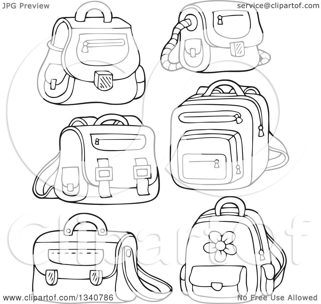 School Bag Cartoon Stock Illustrations, Cliparts and Royalty Free