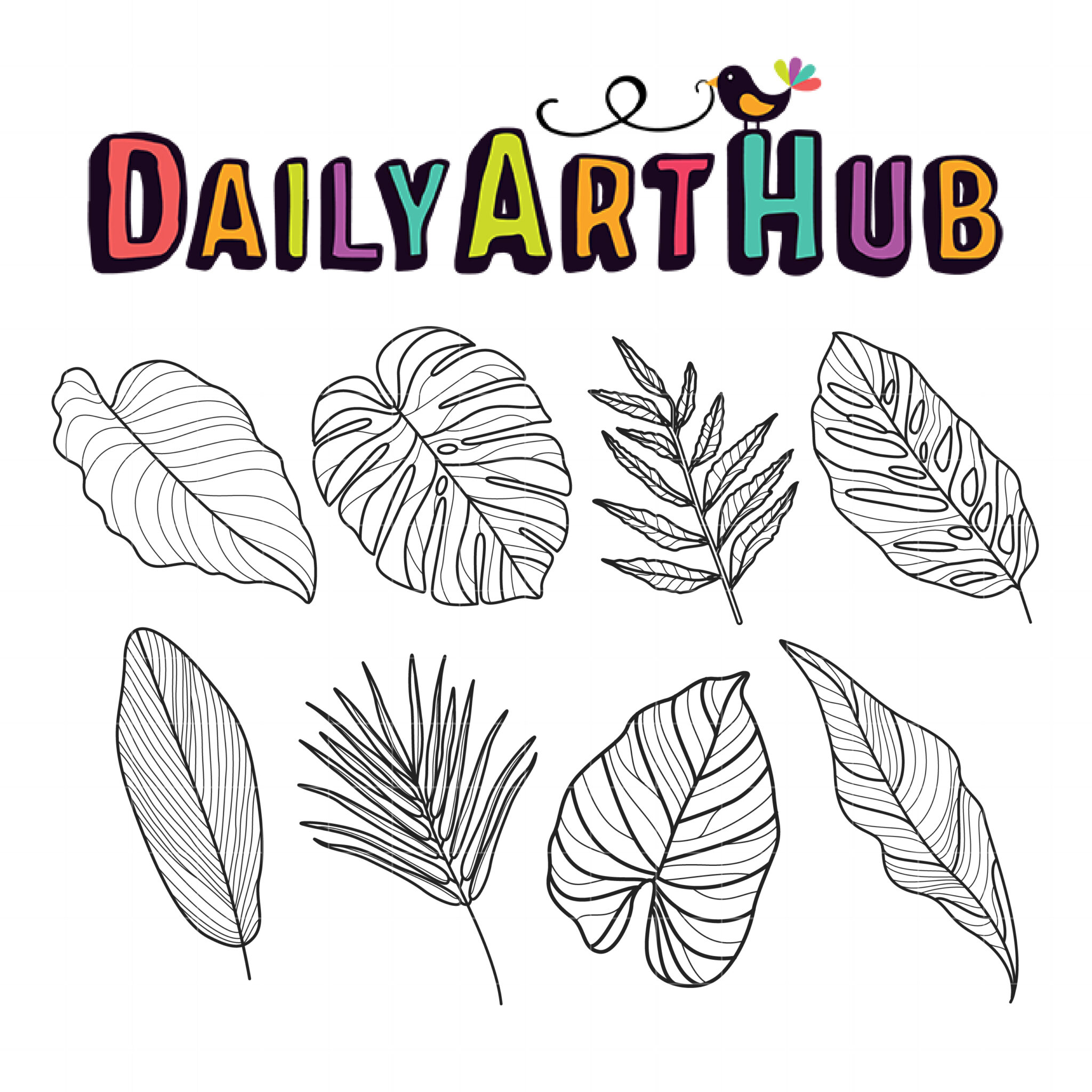 DailyArtHub - Free Printable Tropical Leaf Coloring Pages & Art Resources