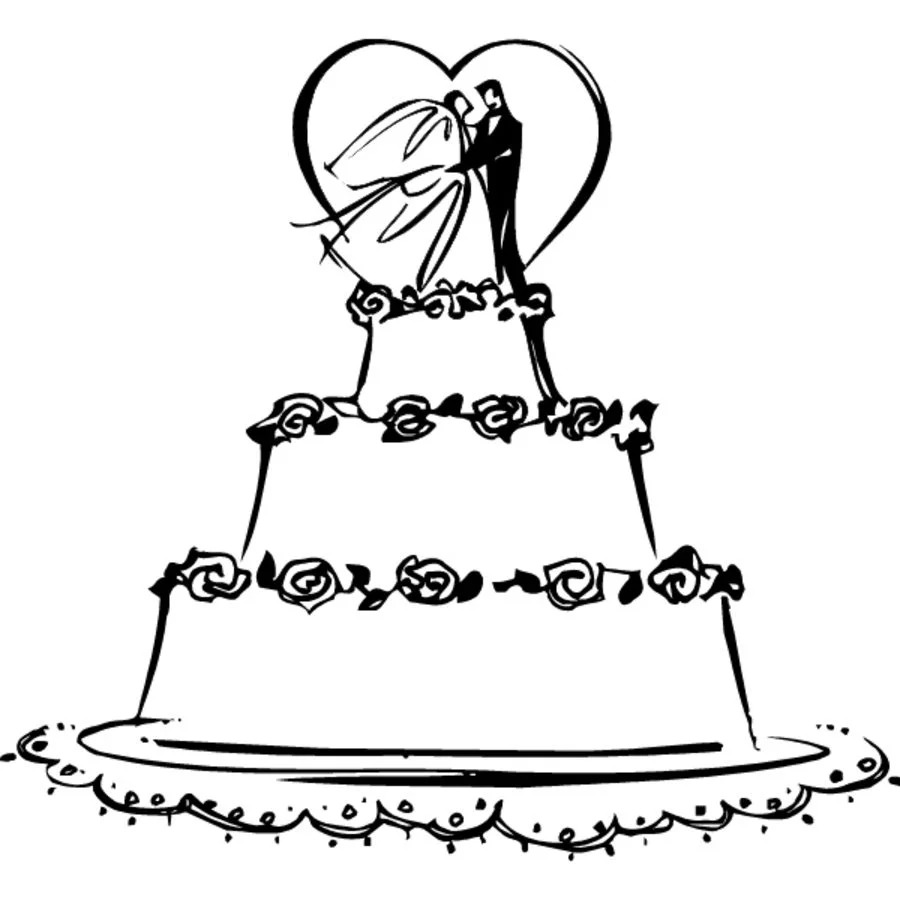 Classic Wedding Cake Illustration - Free Clipart for Bridal Themes