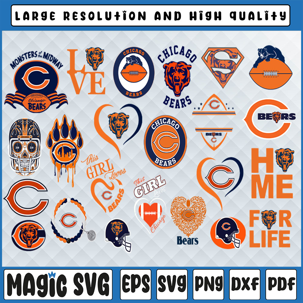 Chicago Bears Svg, Love Bears Svg, Football Skull Bears Svg, NFL - Clip ...