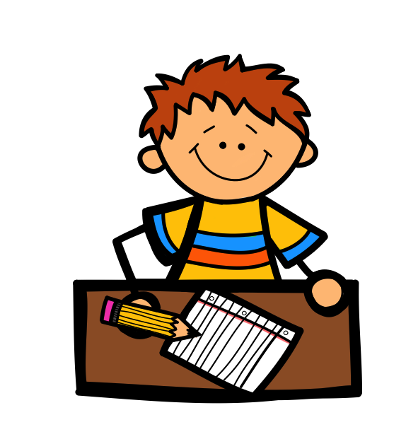 Student Studying at Desk - Educational Illustration