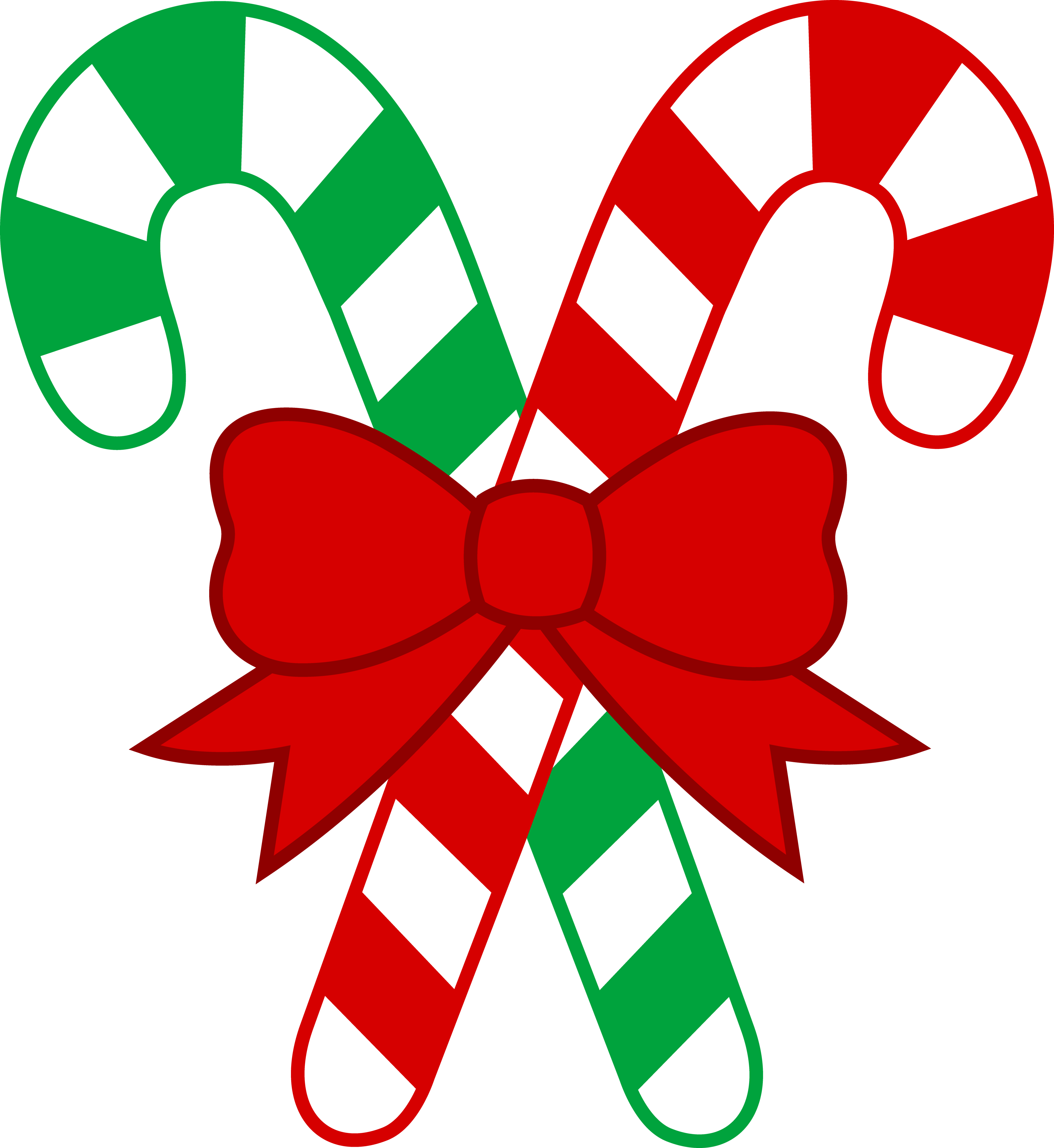 Festive Candy Canes with Red Bow - Holiday Clipart & Decor Ideas