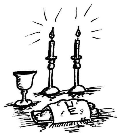 Sacred Ritual Symbols - Candles, Chalice, and Scroll Illustration