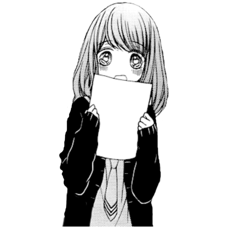 Shy Anime Girl Holding Paper - Manga Illustration for Web Use