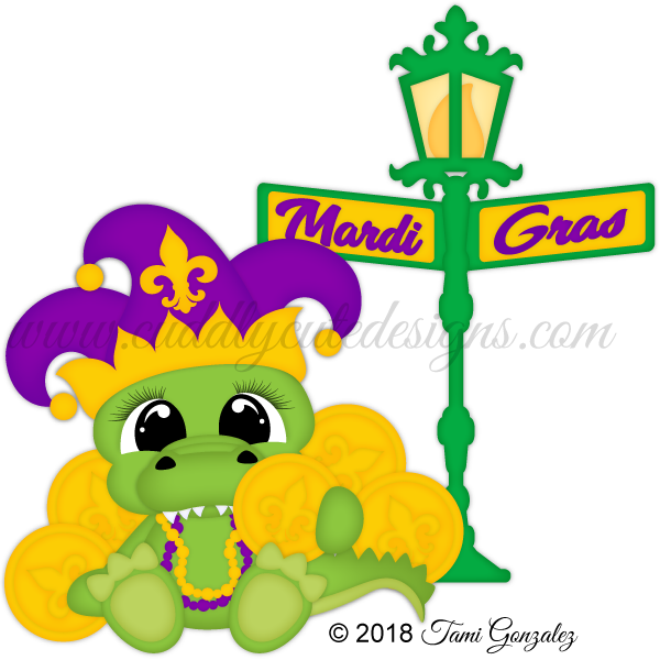 Festive Mardi Gras Alligator Clipart - Free Download & Usage