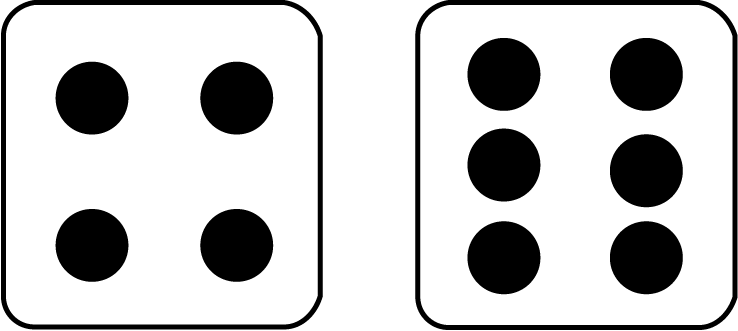 Dice Illustration: Four and Six Pips - Game Design & Probability Resource