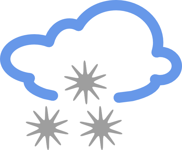 Blue cloud icon with three gray snowflakes indicating snowfall weather condition.