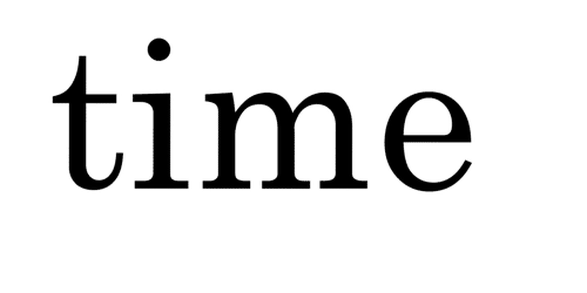 The word "time" in bold serif font with a centered dot over the 'i', on white background.