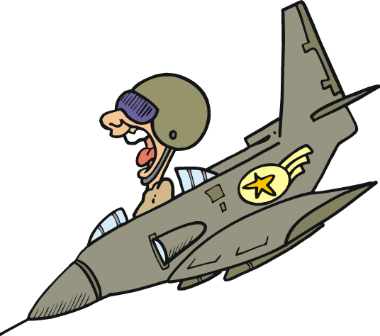 Fun Cartoon Fighter Pilot Flying Jet - Free Illustration for Aviation Content