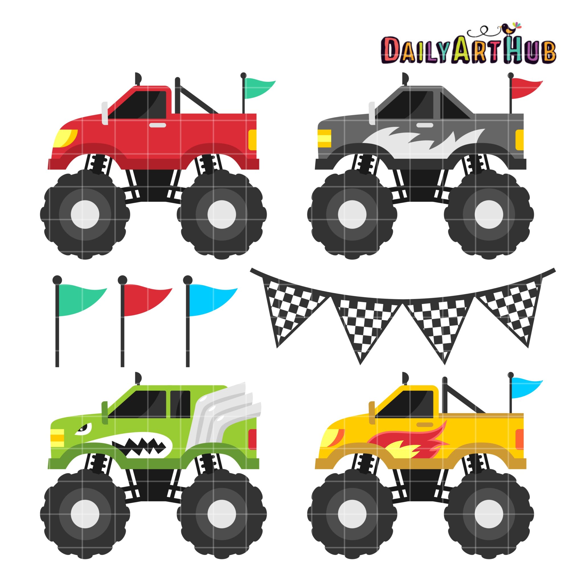 Monster Truck Clipart, Monster Trucks, Trucks clipart, Cute trucks