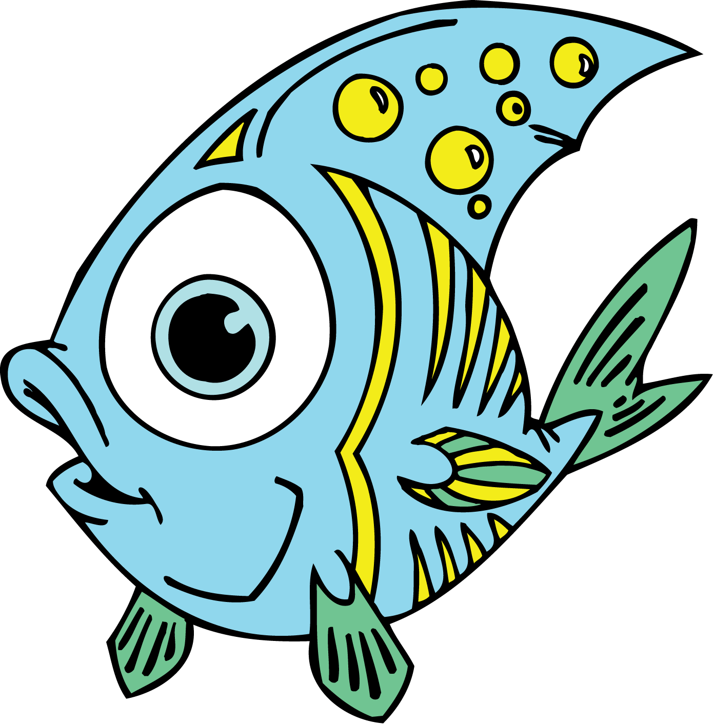 Cute Blue Cartoon Fish Illustration - Free Clipart for Kids & Education