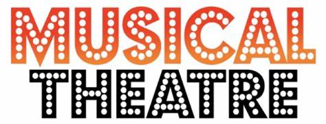 "Musical Theatre" logo with marquee-style dot lighting in orange-to-red gradient and black text.