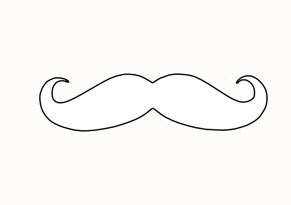 Classic handlebar mustache outline illustration in black on white background.
