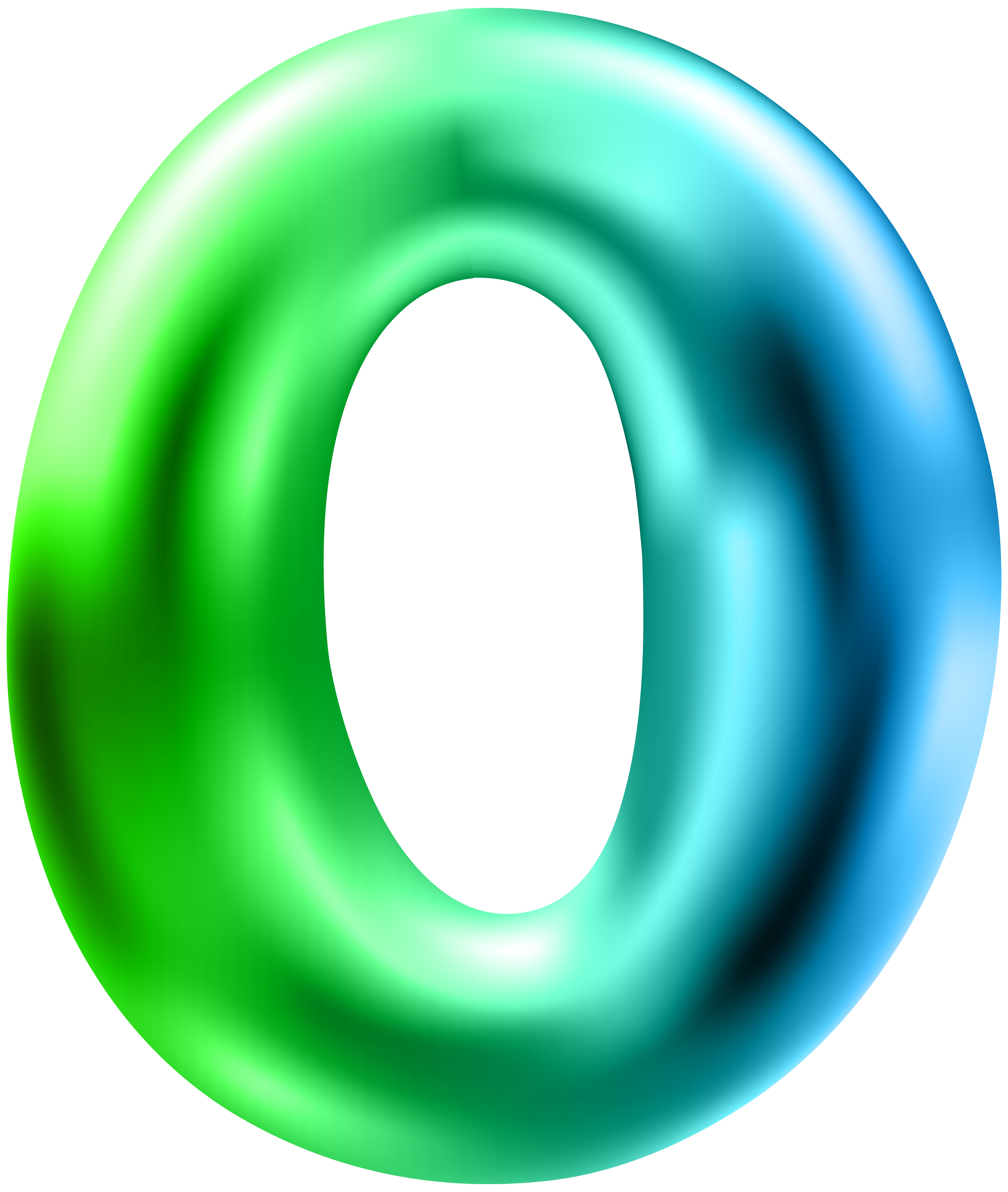 A glossy 3D torus transitioning from vibrant green to cyan blue with a white rectangular cutout in the center.