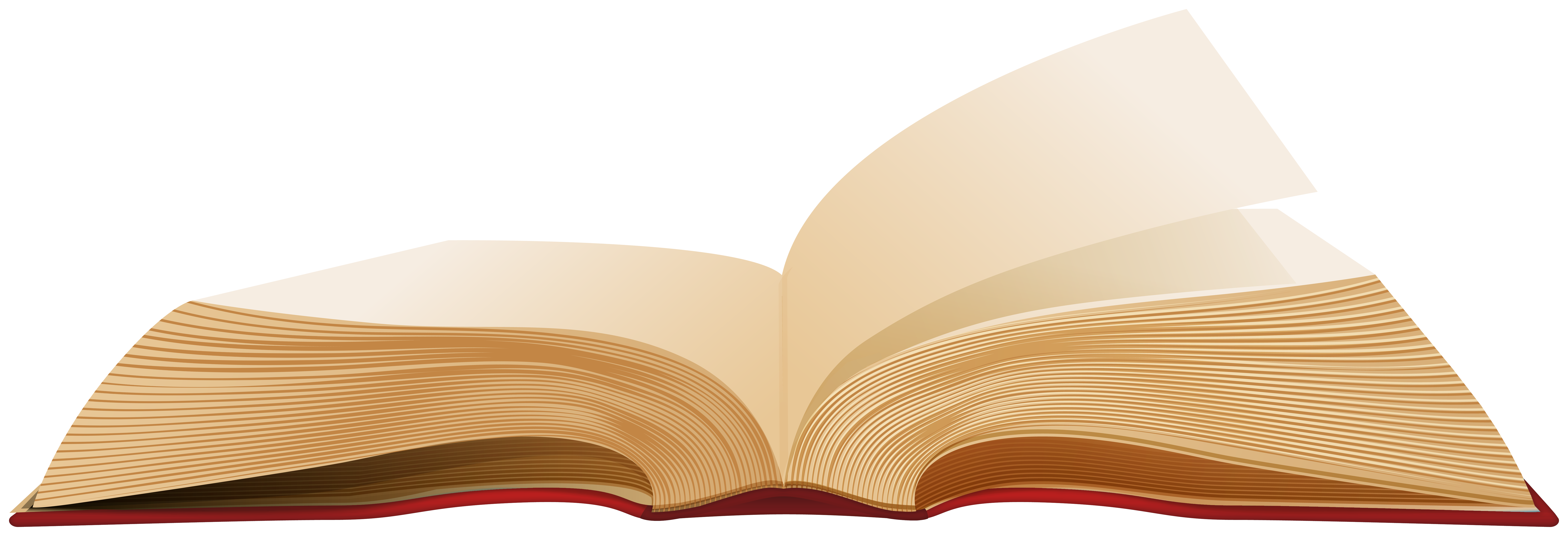 An open book with cream-colored pages and a red cover, illustrated in clean vector style against a transparent background.