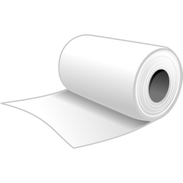 A clean white roll of paper or film with a partially unrolled sheet against a black background.