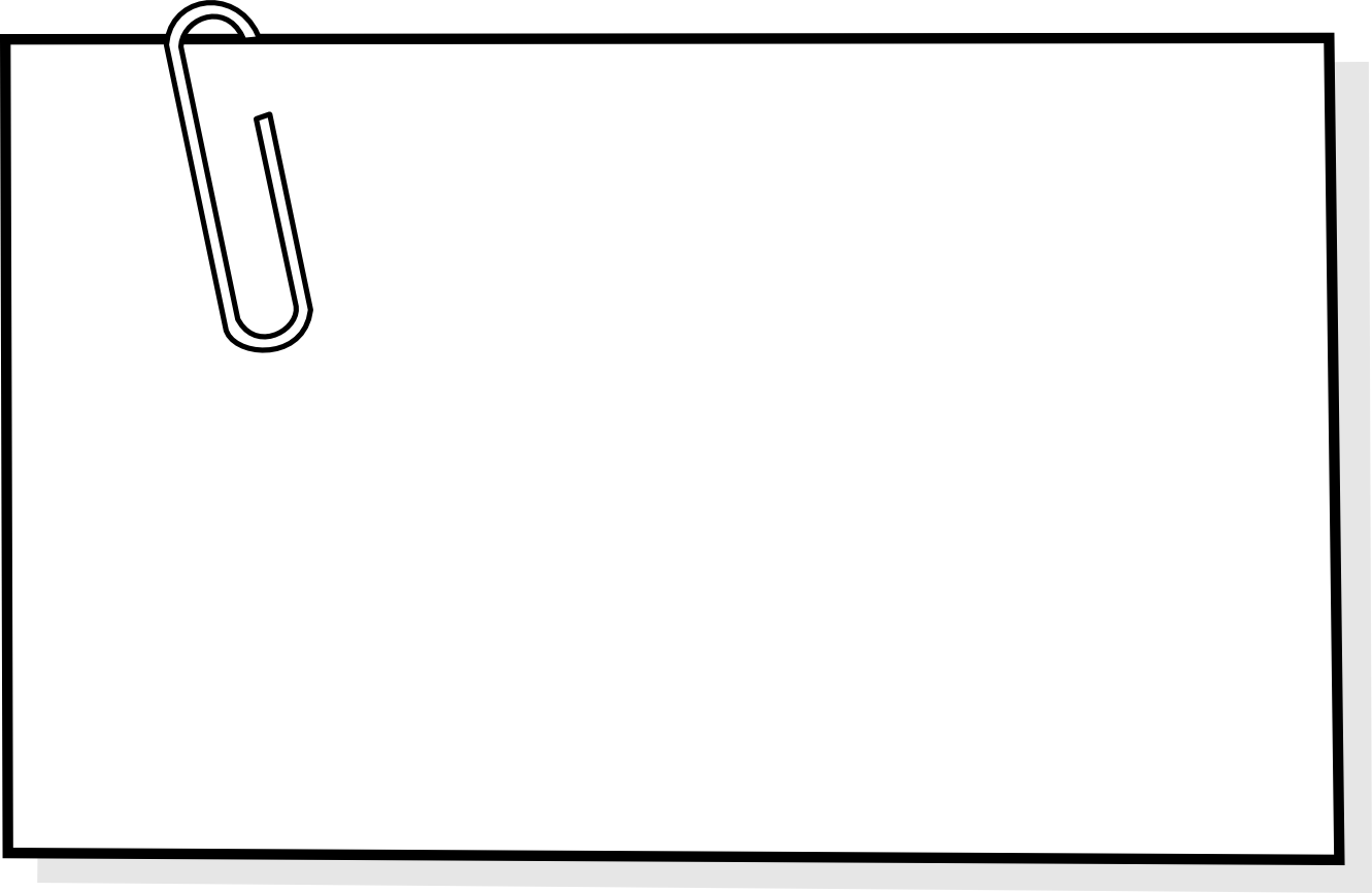 Blank white notepad with a paperclip attached to the top-left corner, minimalist line drawing.