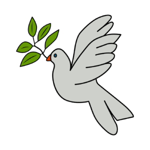 White dove in flight holding a green olive branch, symbolizing peace and hope.