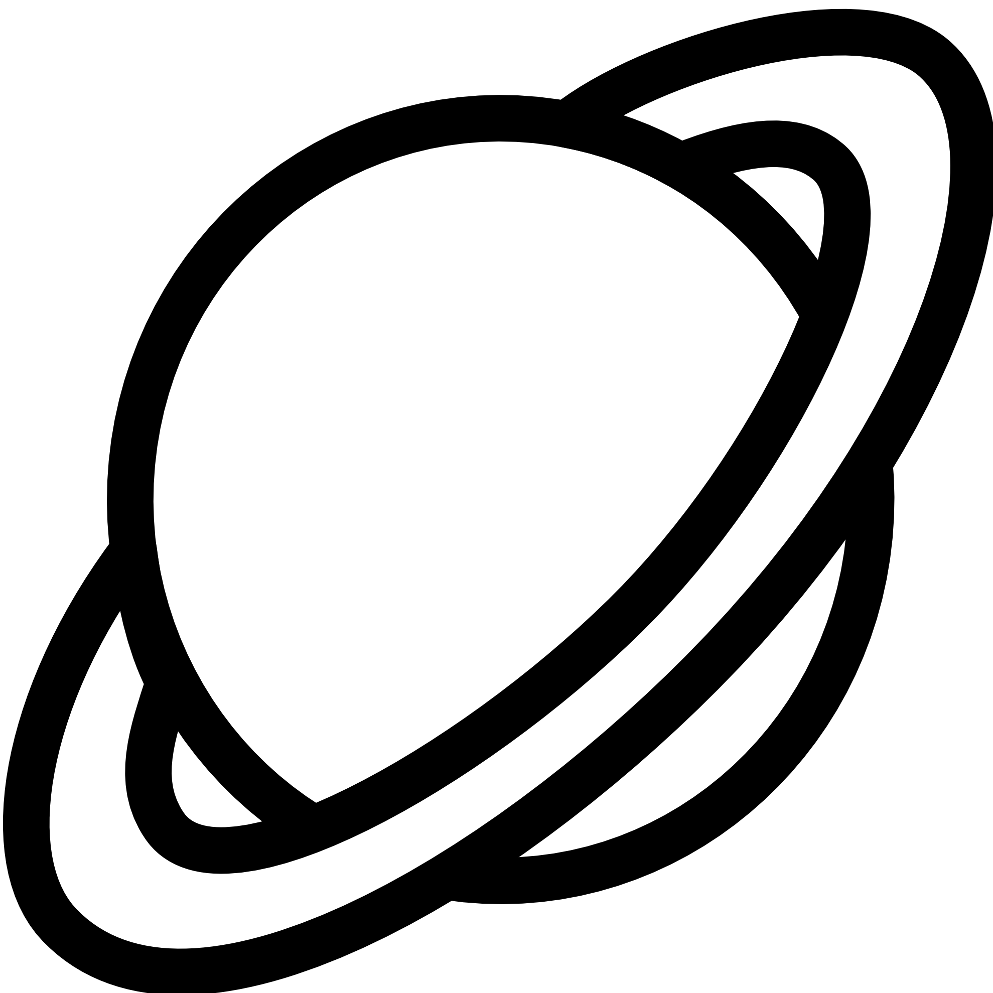 Simple black-and-white line drawing of a ringed planet, resembling Saturn, tilted at an angle.