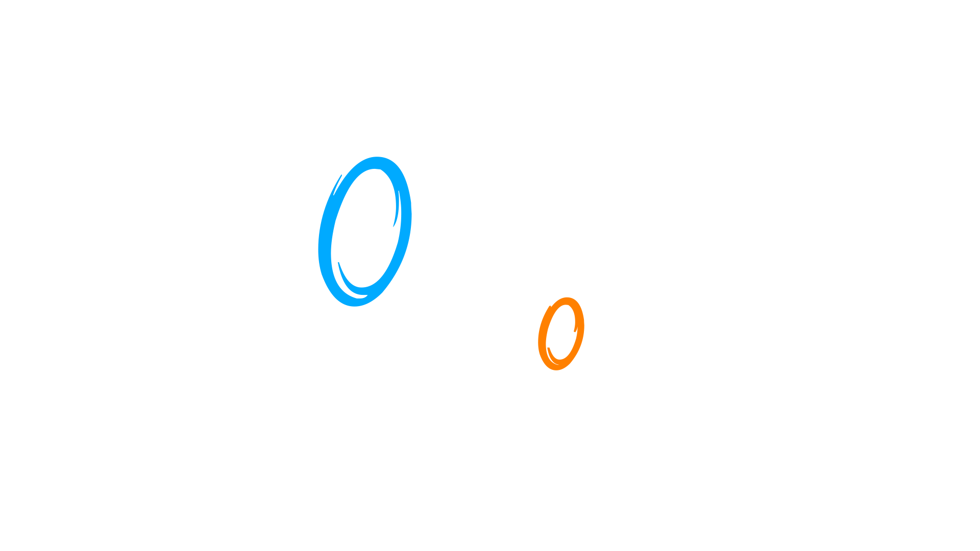 Portal Reloaded logo with blue and orange stylized O’s, tagline “Thinking in Four Dimensions” on black background.