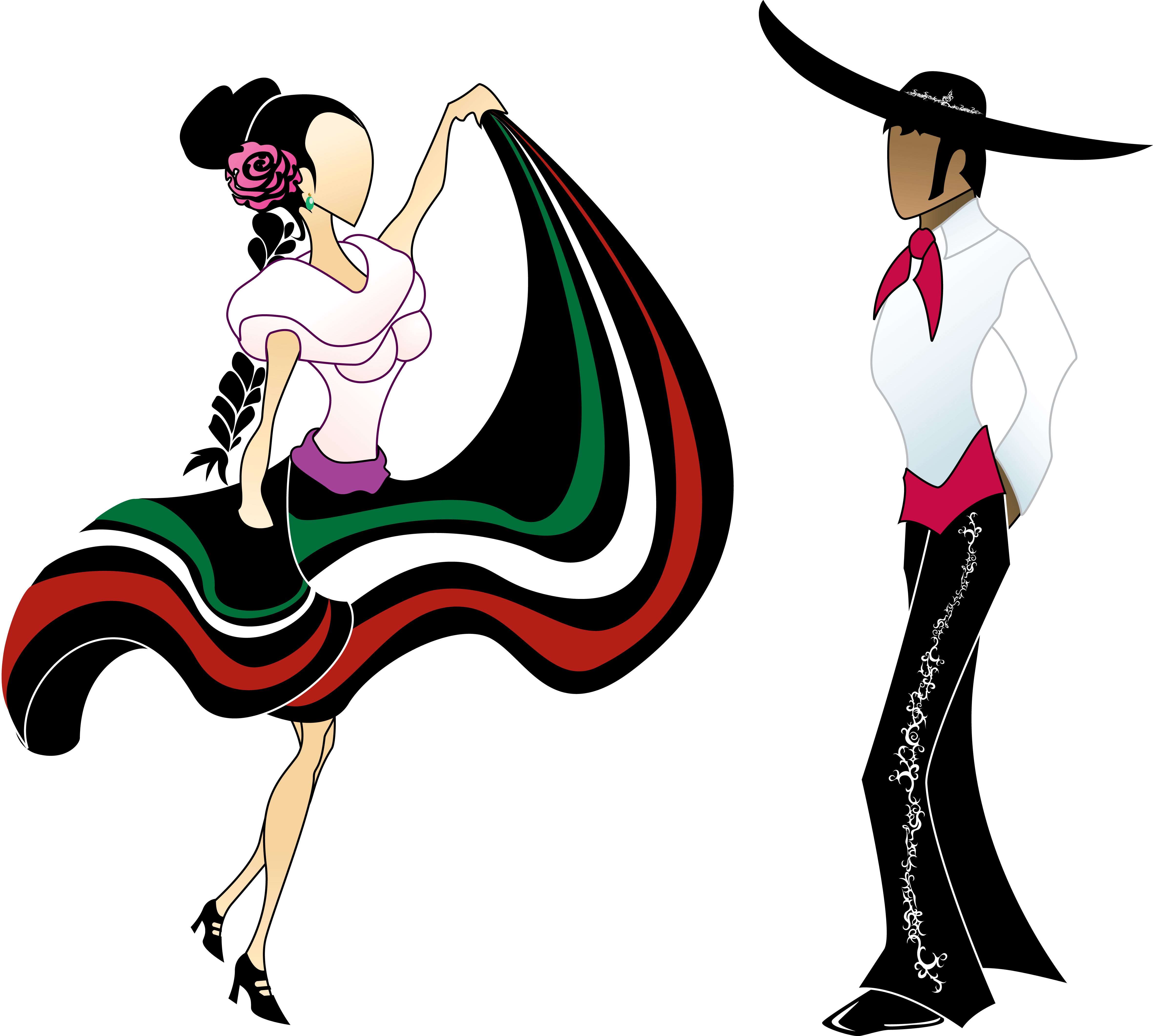 Traditional Mexican Folk Dance Couple Illustration | Cultural Artwork