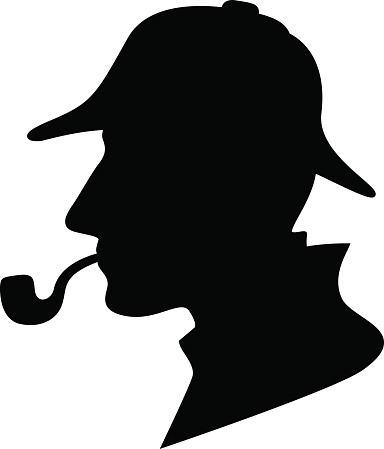 Black silhouette profile of a person with flowing hair and expressive features, facing left.