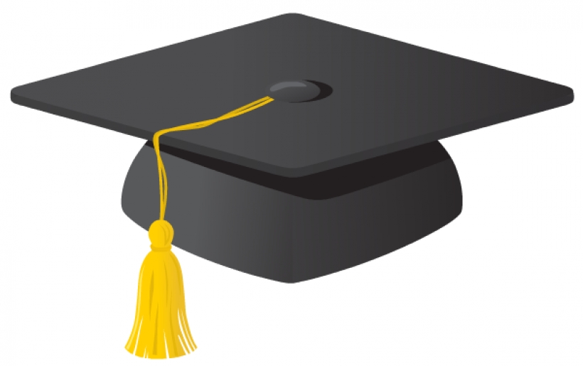 Black graduation cap with yellow tassel, symbolizing academic achievement and commencement ceremonies.