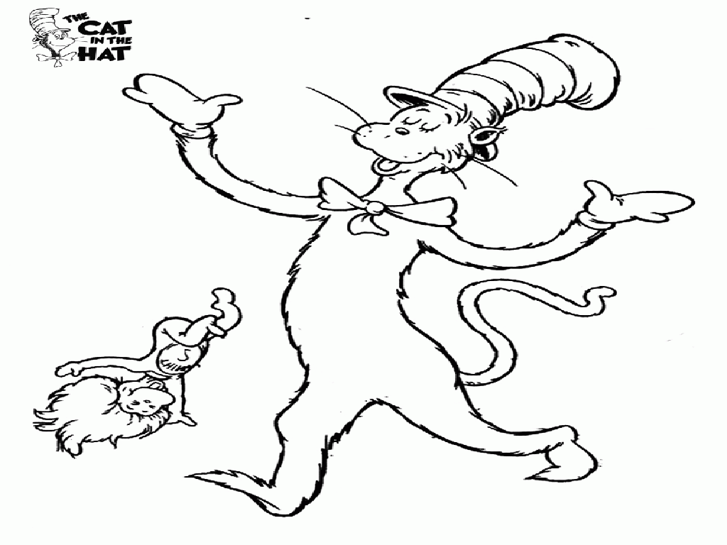 The Cat in the Hat Coloring Page - Free Printable Dr. Seuss Illustration