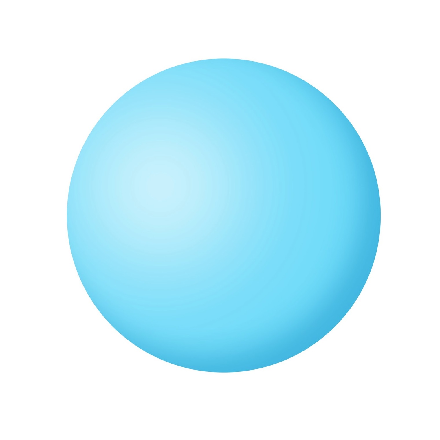 A smooth, light blue sphere with subtle radial gradient shading on a white background.
