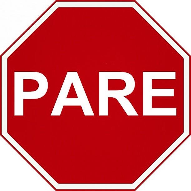 PARE Stop Sign - Road Safety Symbol in Portuguese-Speaking Regions