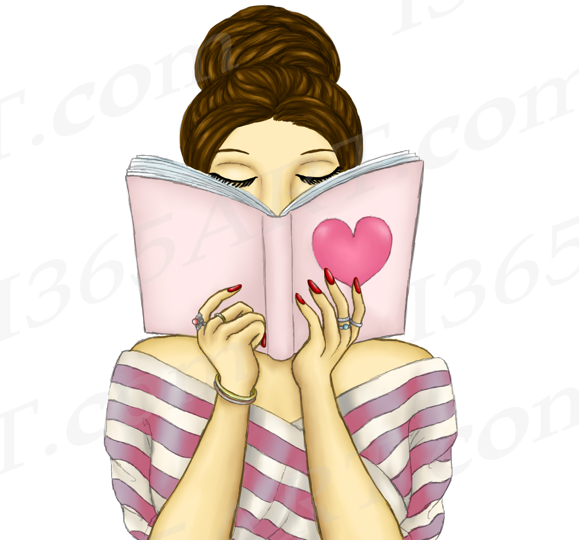 Romantic Reading Illustration - Love & Literature Artwork