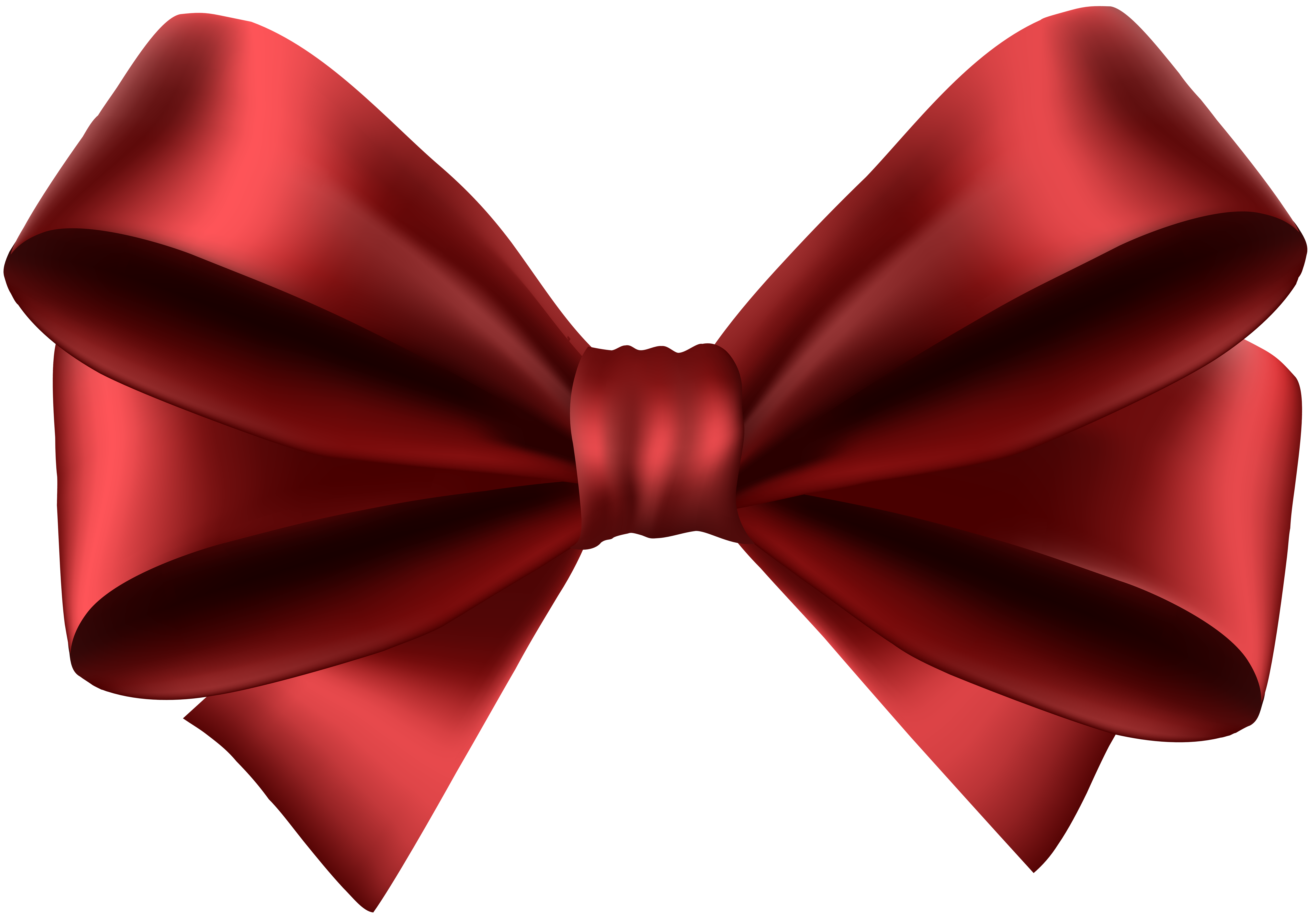 Luxurious red satin bow with glossy finish and elegant loops, isolated on black background.