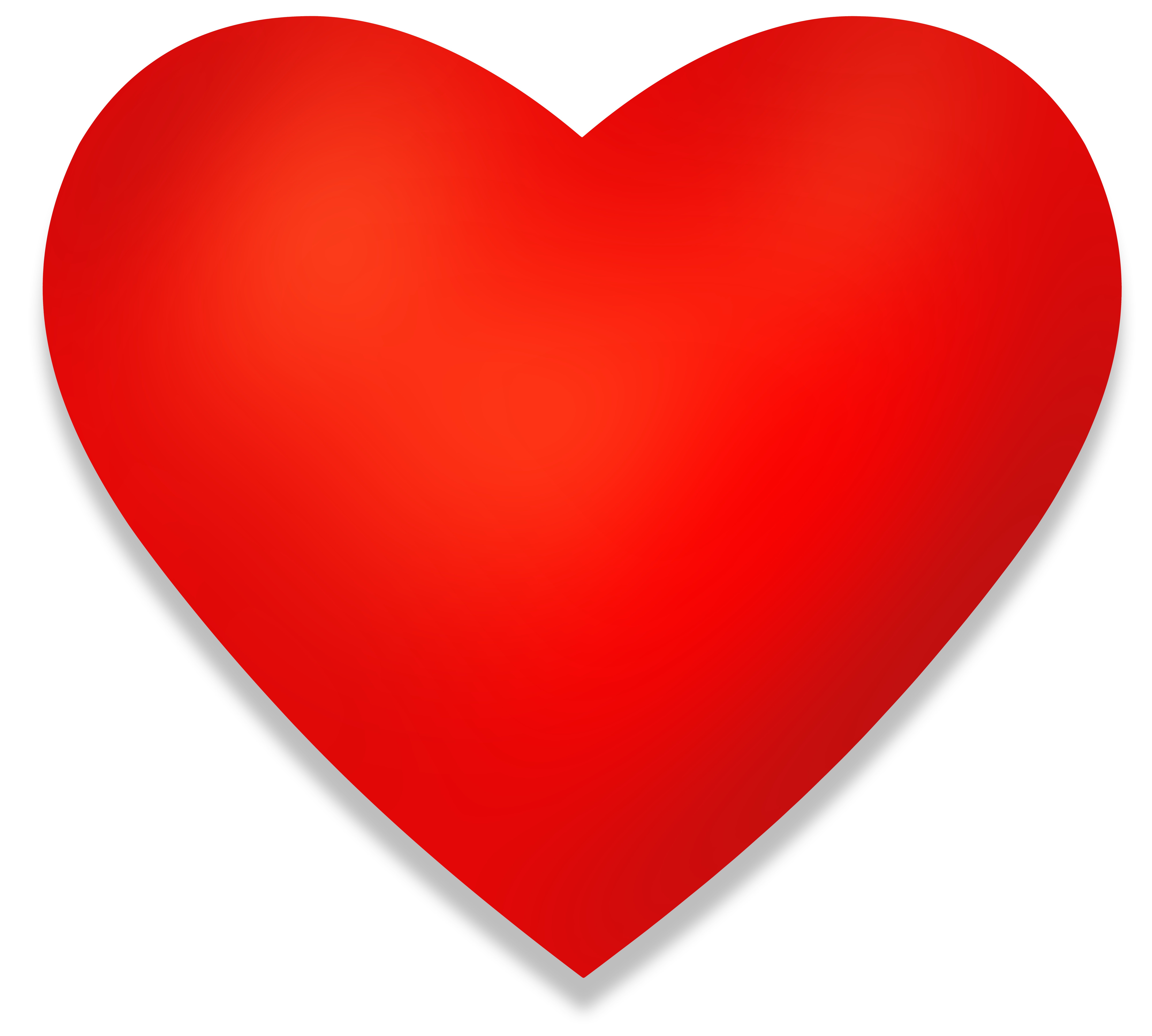 Vibrant red heart icon with layered geometric background and shadow effect.