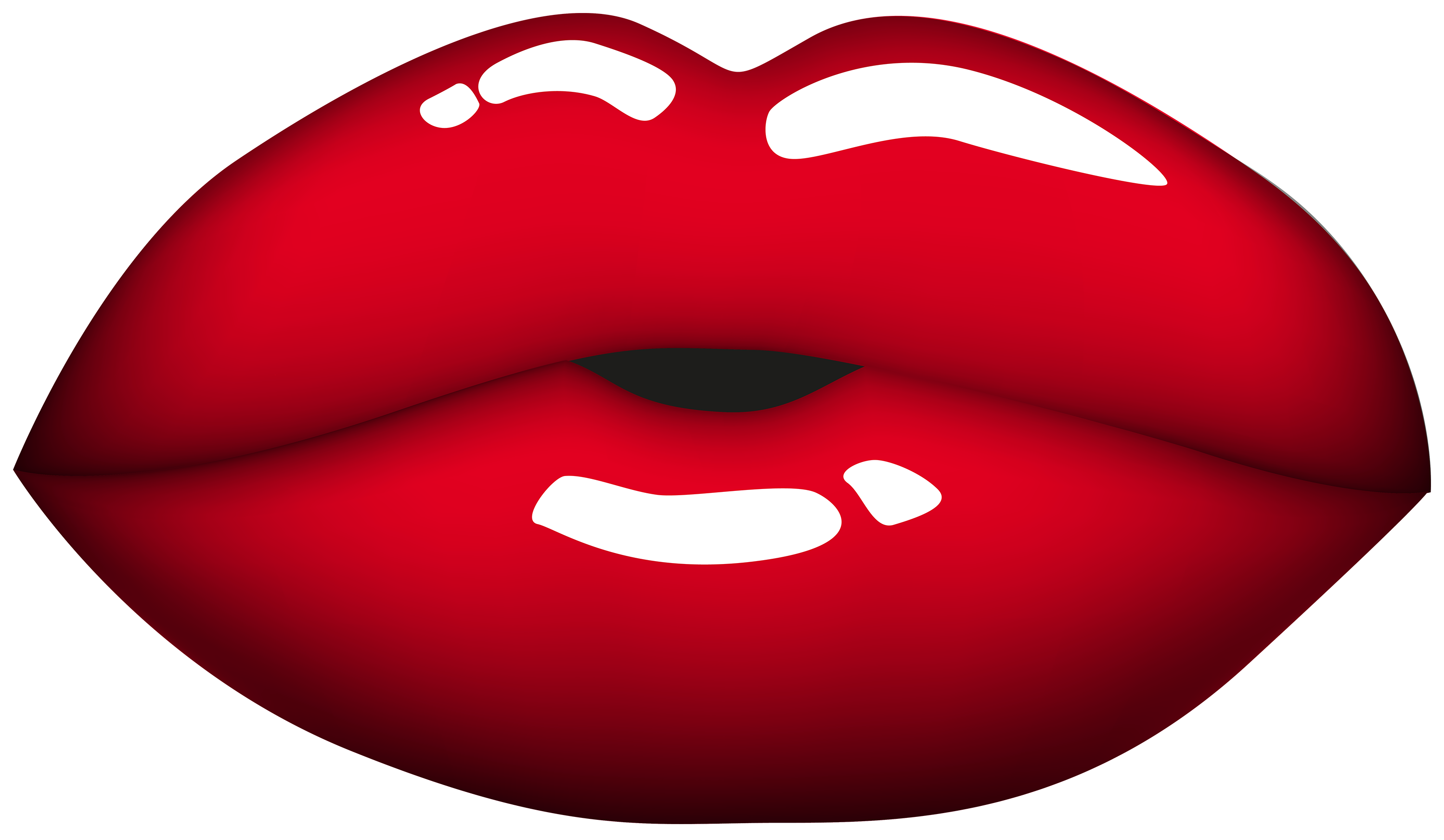 Vibrant red glossy lips with white highlights, stylized and expressive, ideal for beauty or fashion contexts.
