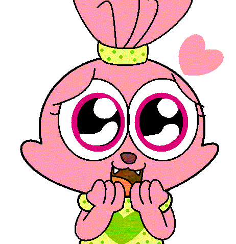 Adorable Pink Cartoon Character Eating Snack - Free Clipart & Illustration