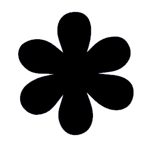 Six-Petaled Flower Silhouette - Minimalist Black & White Icon